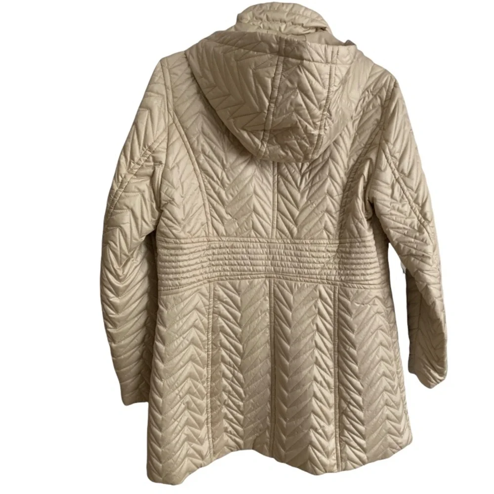 Via Spiga Women's Beige Long Sleeve Winter Jacket With Detachable Hood - Picture 5 of 13